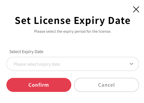 Expiration date selection modal - 1 month/6 months/1 year selection